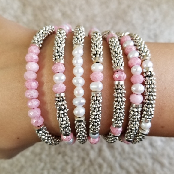 Beaded Pearl & Silver Gemstone Toggle Bracelet by Vicky Beeds - Picture 13 of 14